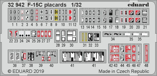 (SO) 1/32 Eduard F-15C Placards for Tamiya (Pre-Painted)