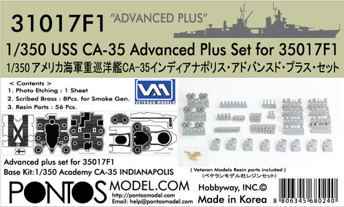 (SO) 1/350 Pontos Model USS Indianapolis CA-35 Advanced Plus Set for 35017F1