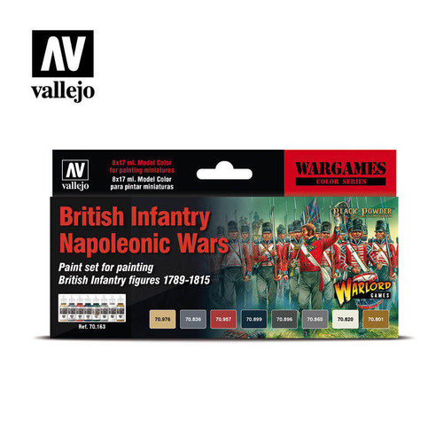(SO) Vallejo Paint 17ml Bottle British Infantry Napoleonic 1789-1815 Wargames Paint Set (8 Colors)