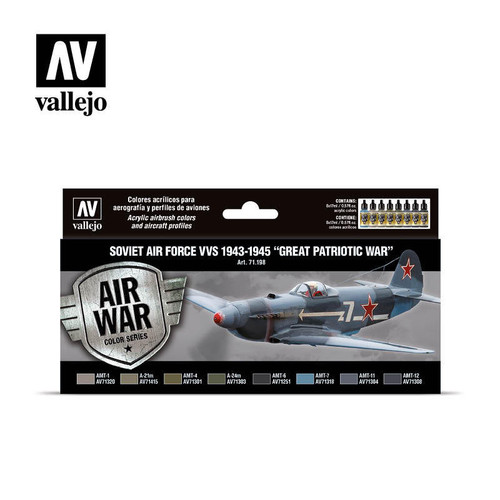 (SO) Vallejo Paint 17ml Bottle Soviet Air Force VVS 1943 to 1945 Great Patriotic War Model Air Paint Set (8 Colors)
