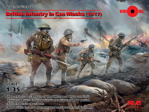 (SO) 1/35 ICM British Infantry in Gas Masks (1917) (4 figures)