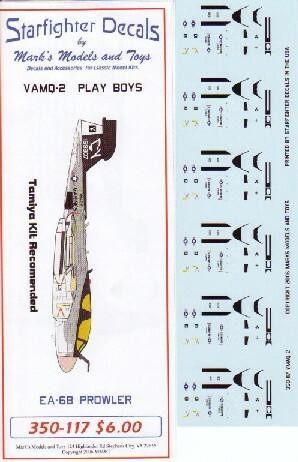 (SO) 1/350 Starfighter Decals - EA-6B Prowlers VMAQ-2 Play Boys Air Wing 8 USS Nimitz 1981