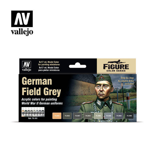(SO) Vallejo Paint 17ml Bottle WWII German Field Grey Uniform Model Color Paint Set (8 Colors)