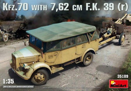 (SO) 1/35 Miniart German Kfz 70 Cargo Truck w/7.62cm FK39(r) Field Gun & Ammo Boxes