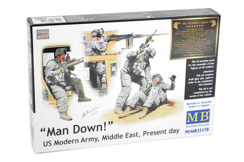 (SO) 1/35 Master Box Man Down! US Modern Army Middle East Present Day Plastic Model Kit
