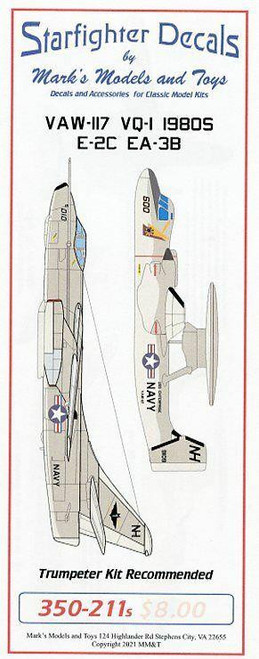 (SO) 1/350 Starfighter Decals - VAW-117 VQ-1 19805 E-2C EA-3B