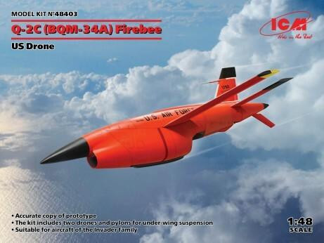 (SO) 1/48 ICM Q-2C (BQM-34A) Firebee, US Drone (2 airplanes and pilons) (100% new molds)