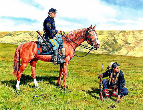 (SO) 1/35 Master Box Civil War Yankee Scout & Indian Tracker w/Horses