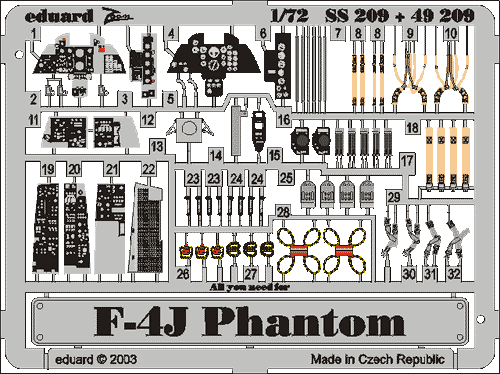 (SO) 1/72 Eduard F-4J Phantom Photo Etch
