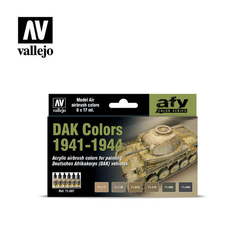 (SO) Vallejo Paint 17ml Bottle DAK Vehicle 1941-1944 Model Air Paint Set (6 Colors)