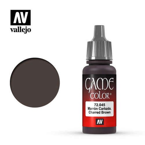 (SO) Vallejo Paint 17ml Bottle Charred Brown Game Color
