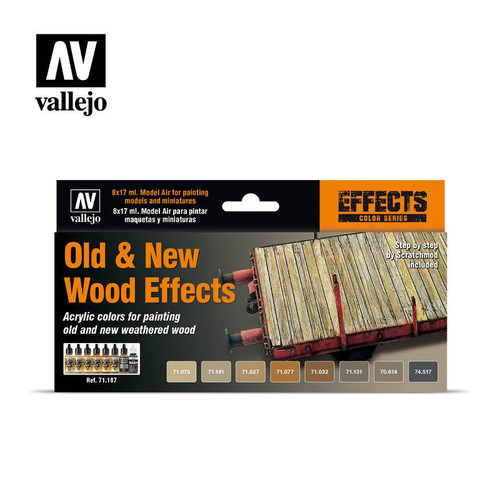 (SO) Vallejo Paint 17ml Bottle Old & New Wood Effects Model Air Paint Set (8 Colors)