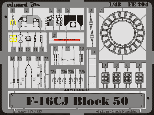 (SO) 1/48 Eduard F-16CJ Fighting Falcon Block 50 Photo Etch for Hasegawa