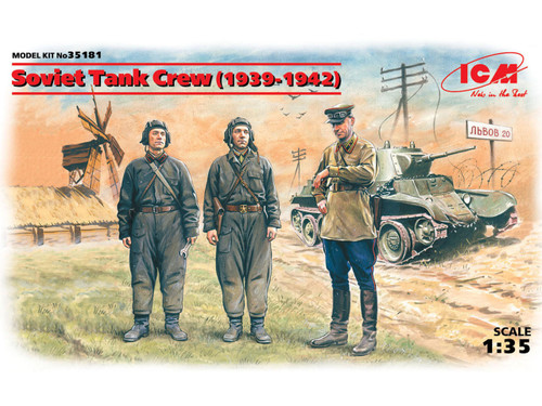(SO) 1/35 ICM Soviet Tank Crew (1939-1942) (3 figures - 1 officer, 2 tankmen)