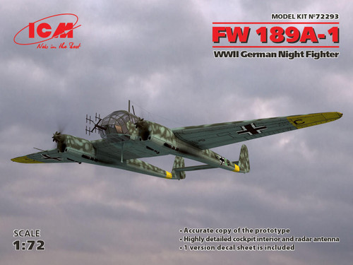 (SO) 1/72 ICM FW 189A-1, WWII German Night Fighter