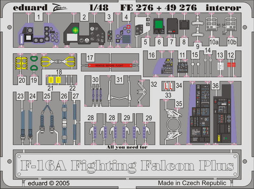 (SO) 1/48 Eduard F-16A Fighting Falcon Plus interior for Hasegawa