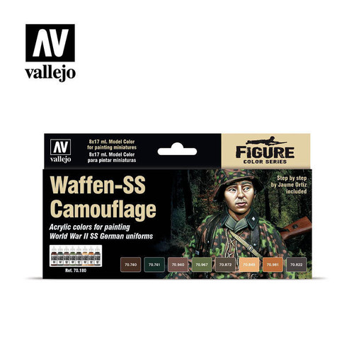 (SO) Vallejo Paint 17ml Bottle Waffen SS Camo Model Color Paint Set (8 Colors)