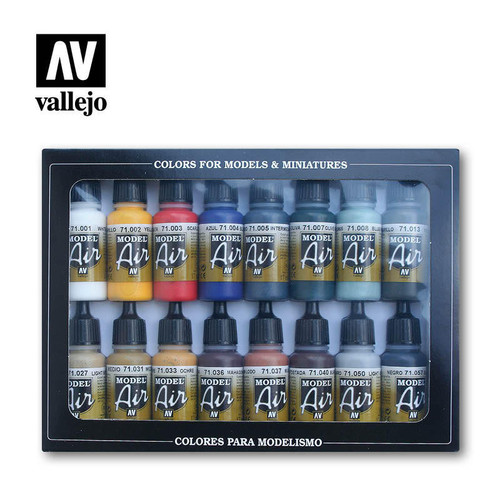 (SO) Vallejo Paint 17ml Bottle Basic Model Air Paint Set (16 Colors)