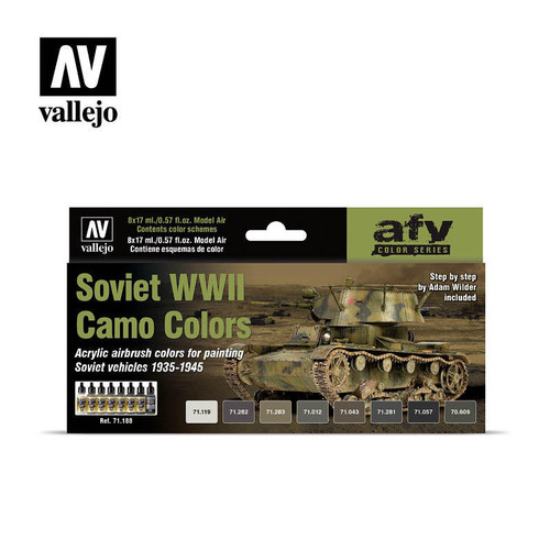 (SO) Vallejo Paint 17ml Bottle Soviet Vehicles WWII Camo Colors Model Air Paint Set (8 Colors)