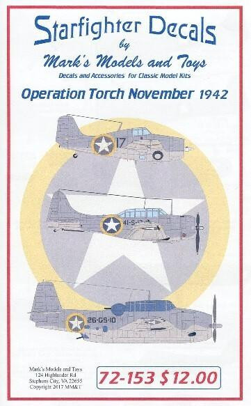 (SO) 1/72 Starfighter Decals - Operation Torch Carrier Aircraft Nov 1942