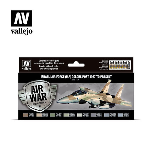 (SO) Vallejo Paint 17ml Bottle Israeli Air Force Post 1967 to Present Model Air War Paint Set (8 Colors)