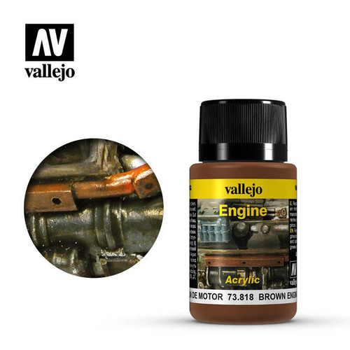 (SO) Vallejo 40ml Bottle Brown Engine Soot Weathering Effect