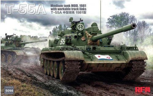 (SO) 1/35 Ryefield T-55A Medium Tank Mod.1981 W/ Workable Track Links