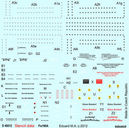 (SO) 1/48 Eduard Decal Fw 190A stencils