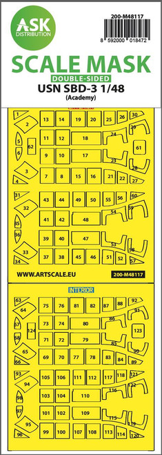 (SO) 1/48 Art Scale USN SBD-3 double-sided express mask, self-adhesive and pre-cutted for Academy