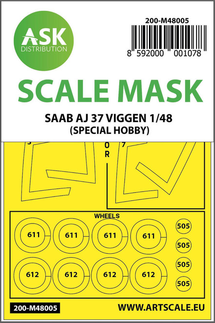 (SO) 1/48 Art Scale SAAB AJ 37 Viggen double-sided painting mask for Special Hobby