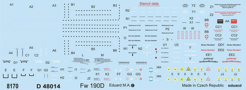 (SO) 1/48 Eduard Decal Fw 190D stencils