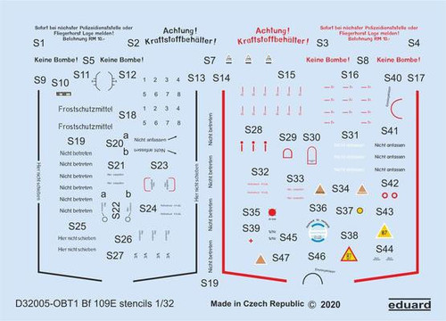 (SO) 1/32 Eduard Decal Bf 109E stencils for Eduard