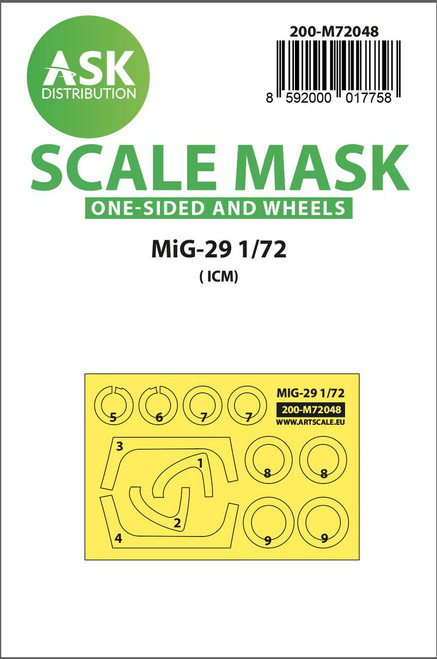 (SO) 1/72 Art Scale MiG-29 one-sided painting express mask for ICM