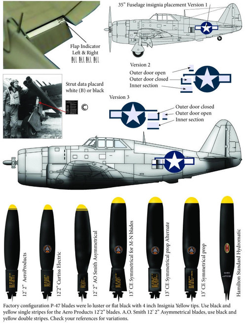 (SO) 1/48 Thundercals P-47 Thunderbolt Type 4 Insignia + data 2 decal set