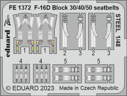 (SO) 1/48 Eduard F-16D Block 30/40/50 seatbelts Steel for Kinetic