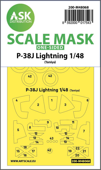 (SO) 1/48 Art Scale P-38J Lightning one-sided mask for Tamiya
