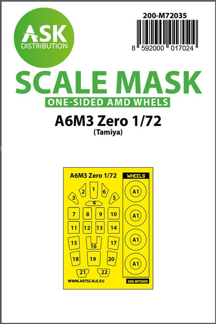 (SO) 1/72 Art Scale A6M3 Zero one-sided painting mask for Tamiya
