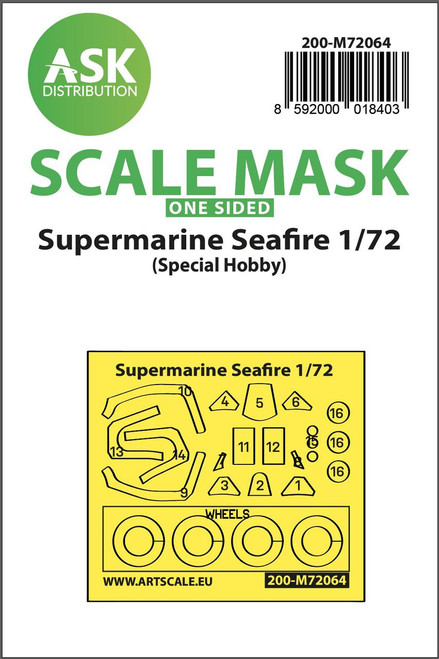 (SO) 1/72 Art Scale Spitfire Mk.21, Mk.22, Mk.24 / Seafire Mk.45, MK.46, Mk.47 one-sided mask for Special Hobby