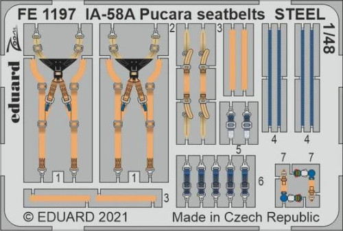 (SO) 1/48 Eduard IA-58A Pucara seatbelts Steel for Kinetic