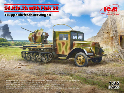 (SO) 1/35 ICM Sd.Kfz.3b with Flak 38 AA Gun Plastic Model Kit
