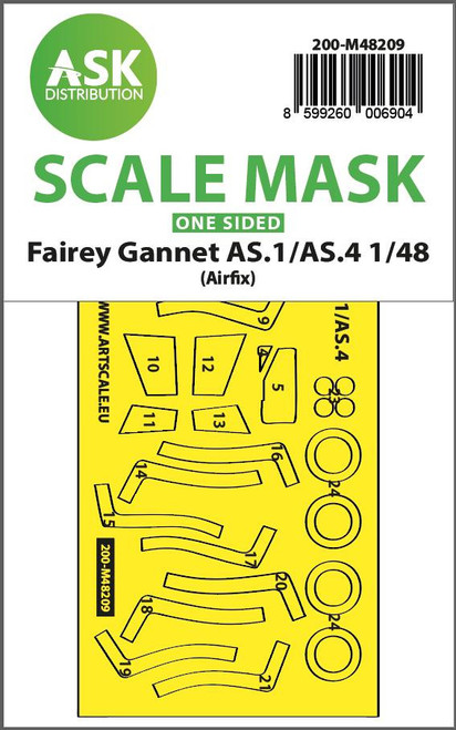 (SO) 1/48 Art Scale Fairey Gannet AS.1/AS.4 one-sided fit and self adhesive express mask for Airfix