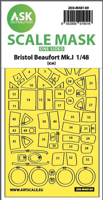 (SO) 1/48 Art Scale Bristol Beaufort Mk.I one-sided express fit mask for ICM