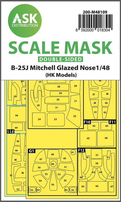 (SO) 1/48 Art Scale B-25J Mitchell double-sided mask self-adhesive pre-cutted for HK Models