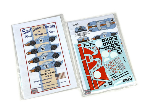 (SO) 1/24 Starfighter Decals - Ford GT Mk I 1968 1969 season