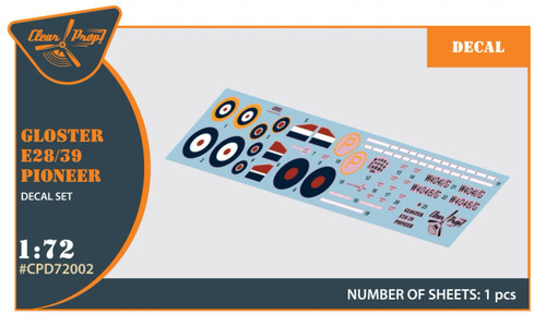 (SO) 1/72 Clear Prop Gloster E28/39 Pioneer decal set