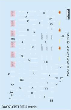 (SO) 1/48 Eduard Decal F6F-5 stencils for Eduard