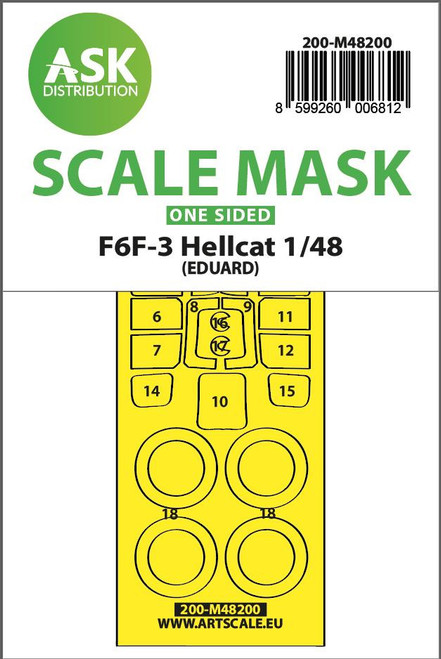 (SO) 1/48 Art Scale F6F-3 Hellcat one-sided express fit mask for Eduard