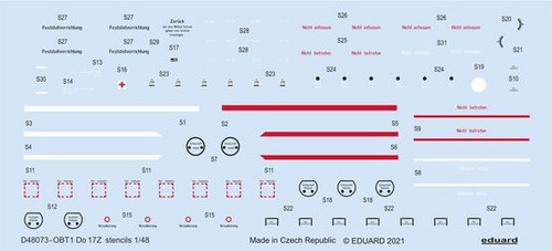 (SO) 1/48 Eduard Decal Do 17 stencils for ICM