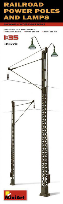 (SO) 1/35 Miniart Railroad Power Poles & Lamps