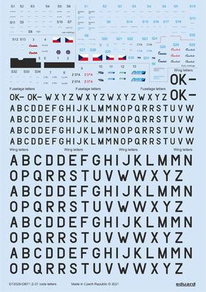 (SO) 1/72 Eduard Decal Z-37 stencils. code letters & labels for Eduard